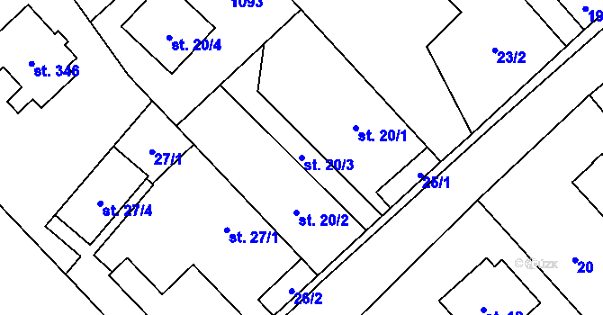 Parcela st. 20/3 v KÚ Sudkov, Katastrální mapa