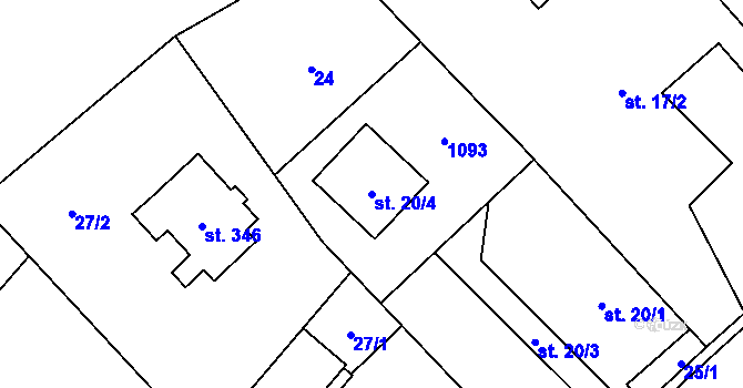 Parcela st. 20/4 v KÚ Sudkov, Katastrální mapa