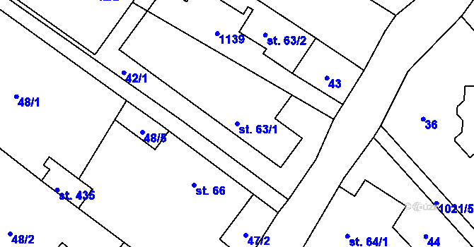 Parcela st. 63/1 v KÚ Sudkov, Katastrální mapa