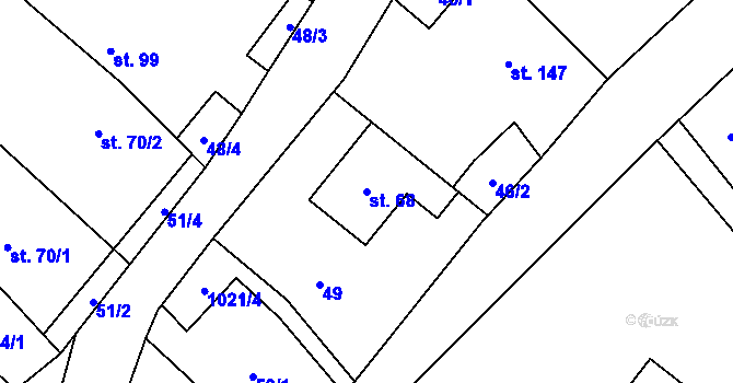 Parcela st. 68 v KÚ Sudkov, Katastrální mapa