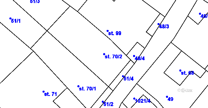 Parcela st. 70/2 v KÚ Sudkov, Katastrální mapa