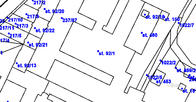 Parcela st. 92/1 v KÚ Sudkov, Katastrální mapa