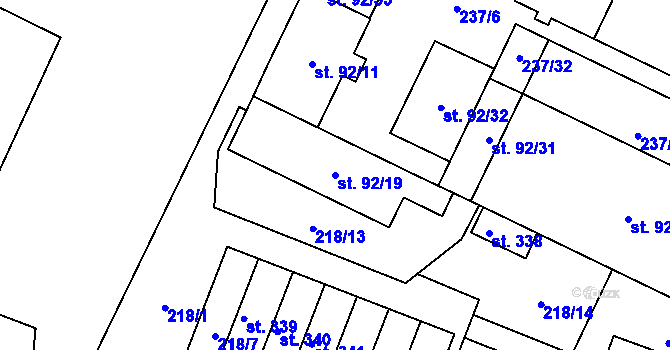 Parcela st. 92/19 v KÚ Sudkov, Katastrální mapa