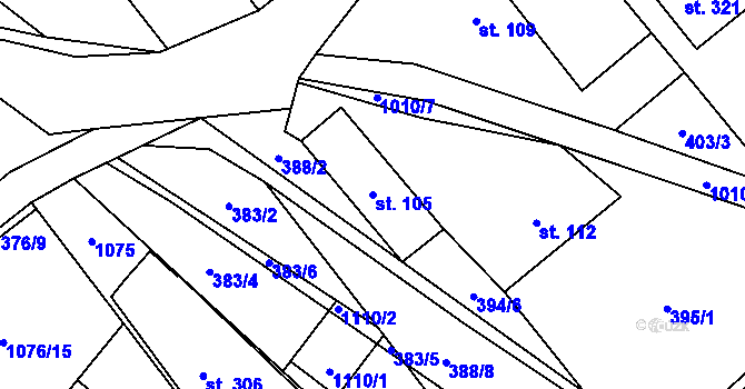 Parcela st. 105 v KÚ Sudkov, Katastrální mapa