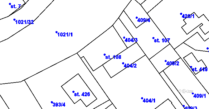 Parcela st. 108 v KÚ Sudkov, Katastrální mapa