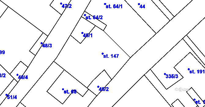 Parcela st. 147 v KÚ Sudkov, Katastrální mapa