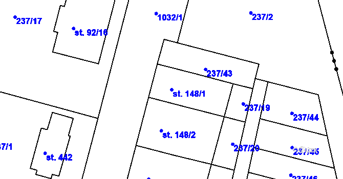 Parcela st. 148/1 v KÚ Sudkov, Katastrální mapa