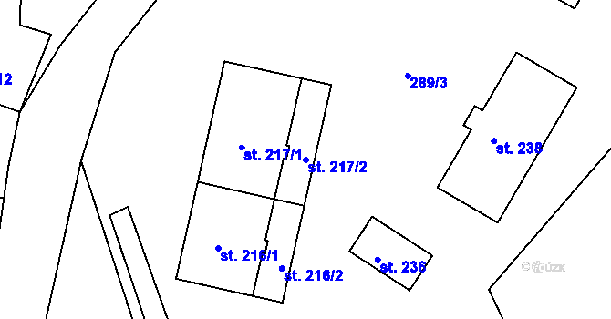 Parcela st. 217/2 v KÚ Sudkov, Katastrální mapa