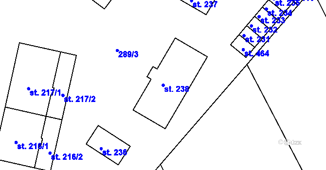Parcela st. 238 v KÚ Sudkov, Katastrální mapa