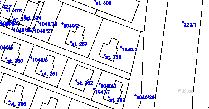 Parcela st. 258 v KÚ Sudkov, Katastrální mapa
