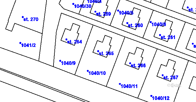 Parcela st. 265 v KÚ Sudkov, Katastrální mapa