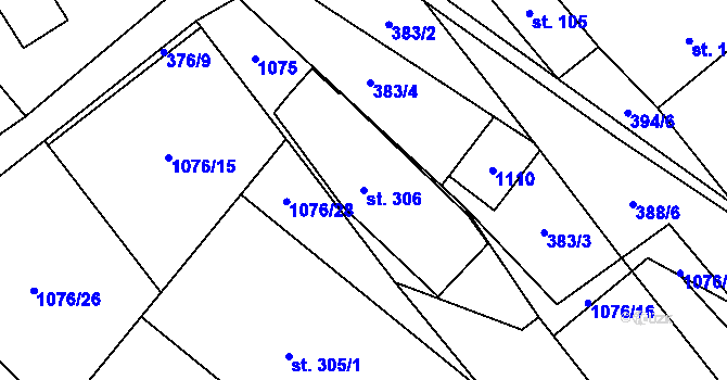 Parcela st. 306 v KÚ Sudkov, Katastrální mapa