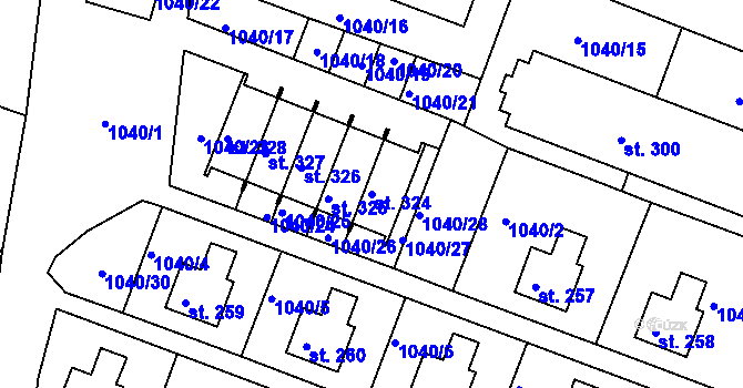 Parcela st. 324 v KÚ Sudkov, Katastrální mapa