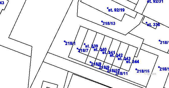 Parcela st. 339 v KÚ Sudkov, Katastrální mapa