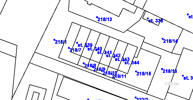 Parcela st. 341 v KÚ Sudkov, Katastrální mapa