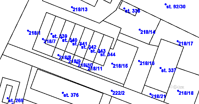 Parcela st. 344 v KÚ Sudkov, Katastrální mapa