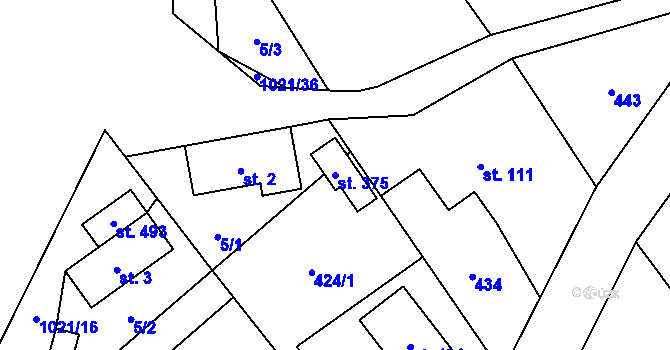 Parcela st. 375 v KÚ Sudkov, Katastrální mapa