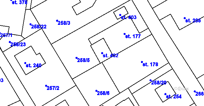 Parcela st. 402 v KÚ Sudkov, Katastrální mapa
