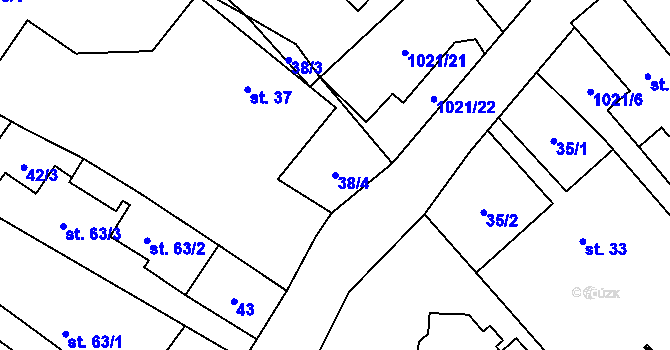 Parcela st. 38/4 v KÚ Sudkov, Katastrální mapa