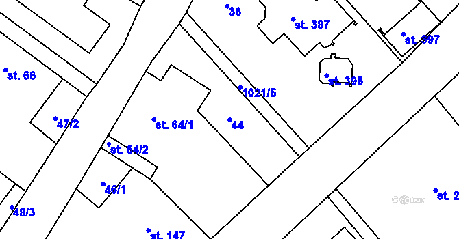 Parcela st. 44 v KÚ Sudkov, Katastrální mapa