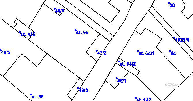 Parcela st. 47/2 v KÚ Sudkov, Katastrální mapa