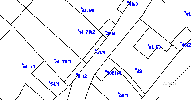 Parcela st. 51/4 v KÚ Sudkov, Katastrální mapa
