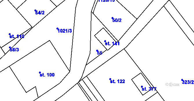 Parcela st. 55 v KÚ Sudkov, Katastrální mapa