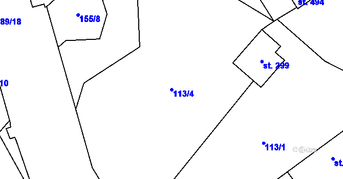 Parcela st. 113/4 v KÚ Sudkov, Katastrální mapa
