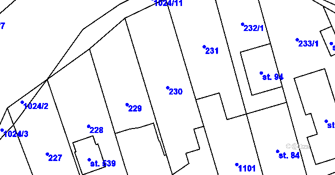 Parcela st. 230 v KÚ Sudkov, Katastrální mapa
