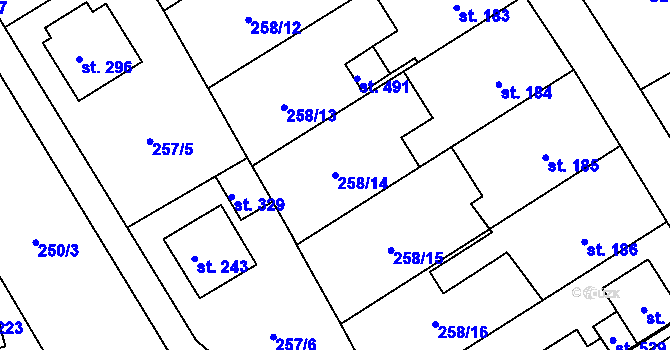 Parcela st. 258/14 v KÚ Sudkov, Katastrální mapa