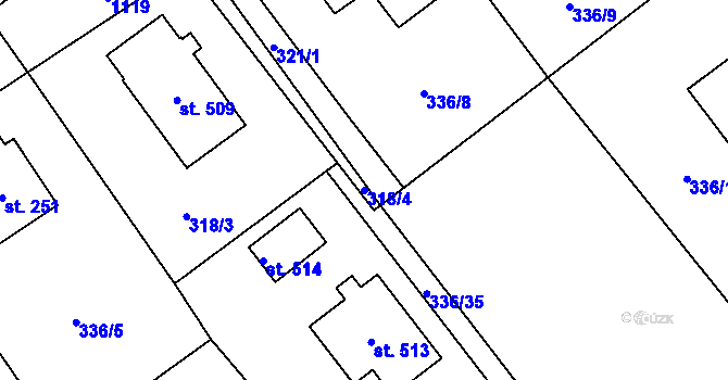 Parcela st. 318/4 v KÚ Sudkov, Katastrální mapa