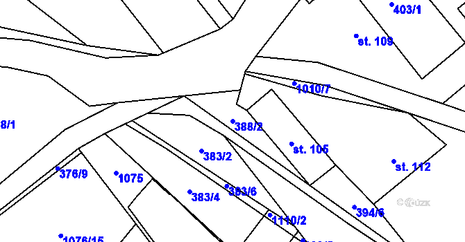 Parcela st. 388/2 v KÚ Sudkov, Katastrální mapa