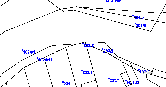 Parcela st. 232/2 v KÚ Sudkov, Katastrální mapa