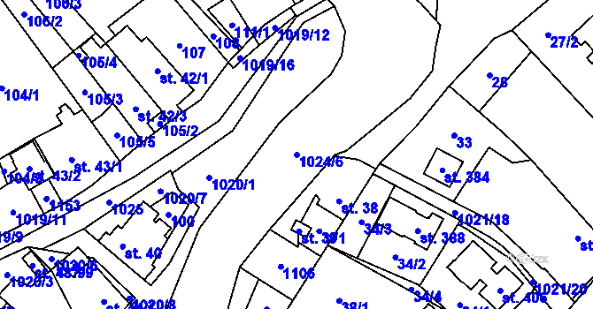 Parcela st. 1024/6 v KÚ Sudkov, Katastrální mapa