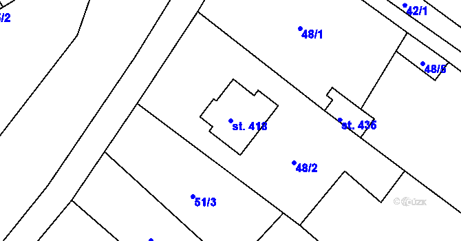 Parcela st. 418 v KÚ Sudkov, Katastrální mapa