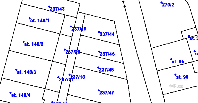 Parcela st. 237/45 v KÚ Sudkov, Katastrální mapa