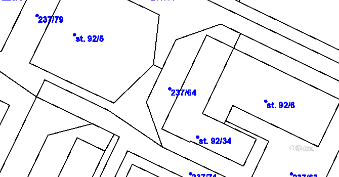 Parcela st. 237/64 v KÚ Sudkov, Katastrální mapa