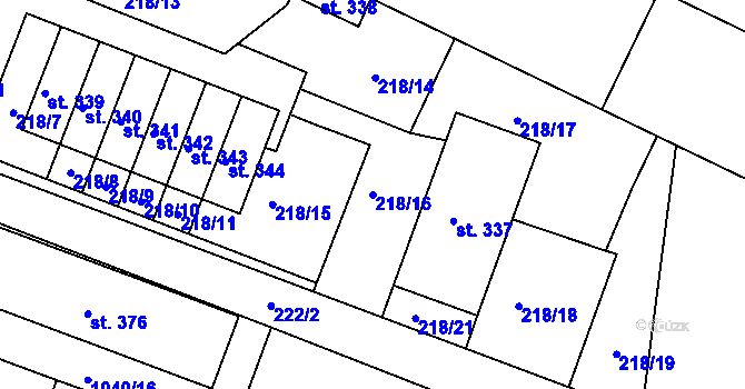 Parcela st. 218/16 v KÚ Sudkov, Katastrální mapa