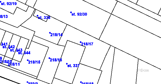 Parcela st. 218/17 v KÚ Sudkov, Katastrální mapa