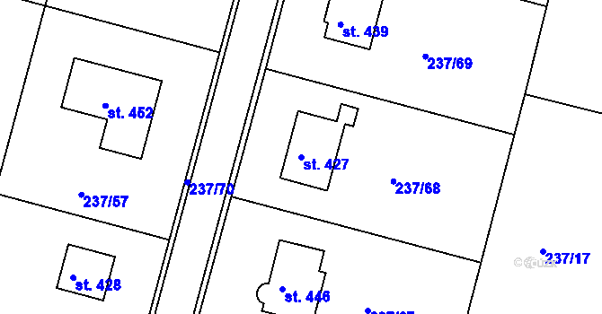 Parcela st. 427 v KÚ Sudkov, Katastrální mapa