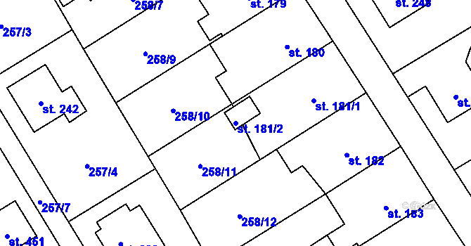 Parcela st. 181/2 v KÚ Sudkov, Katastrální mapa