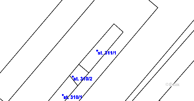 Parcela st. 311/1 v KÚ Sudkov, Katastrální mapa