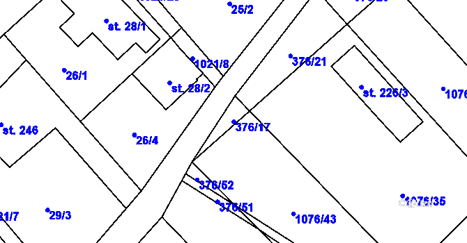 Parcela st. 376/17 v KÚ Sudkov, Katastrální mapa