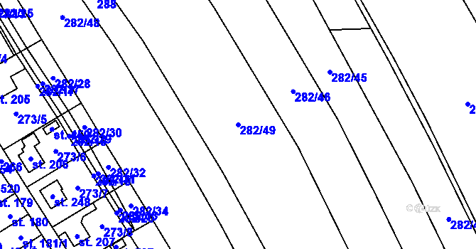 Parcela st. 282/49 v KÚ Sudkov, Katastrální mapa