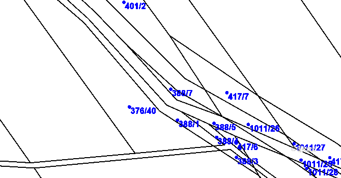 Parcela st. 388/7 v KÚ Sudkov, Katastrální mapa