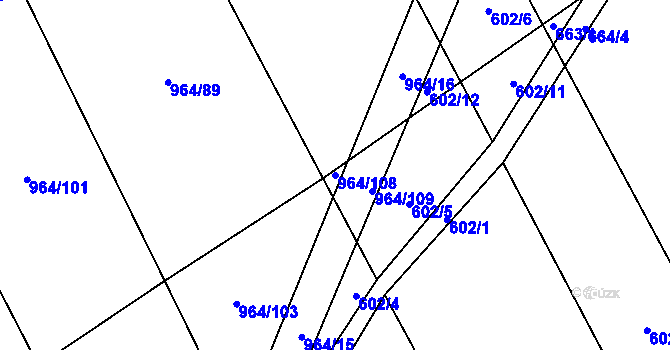Parcela st. 964/108 v KÚ Sudkov, Katastrální mapa
