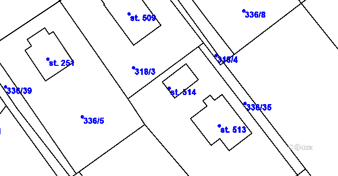 Parcela st. 514 v KÚ Sudkov, Katastrální mapa