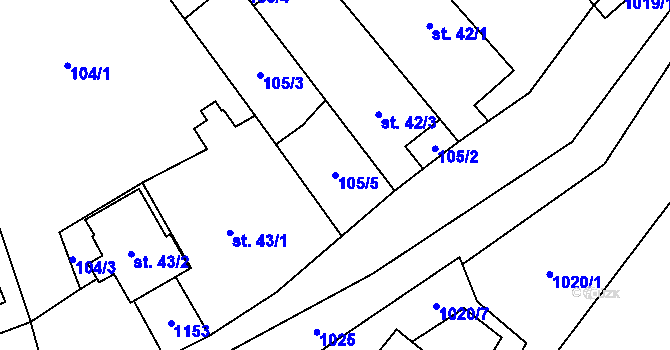 Parcela st. 105/5 v KÚ Sudkov, Katastrální mapa