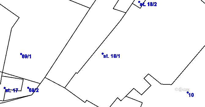 Parcela st. 18/1 v KÚ Sudoměř, Katastrální mapa