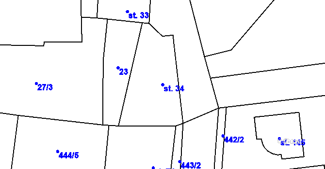 Parcela st. 34 v KÚ Sudoměř, Katastrální mapa